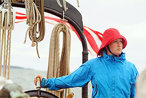 Crewmember at the bow of the ship.