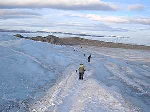 Walking on the inland ice, near Kangermusset. photo by Max Hartshorne.
