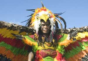 Eagle warrior at the Ati Atihan Festival in Kalido - photos by Mike Smith