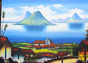 A painting of Lake Atitlan