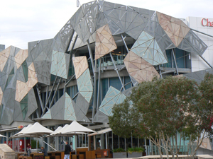 Federation Square is the center of it all in downtown Melbourne, Australia. photos by Max Hartshorne.