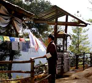 Looking at Taktshang Goemba from the cafeteria