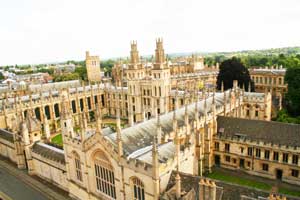 The view of All Soul's College from the top of St. Mary's Church