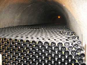 A deep alcove in the chalk cellars of Taittinger