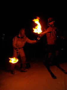 Skiing blind with only a small torchlight to lead the way