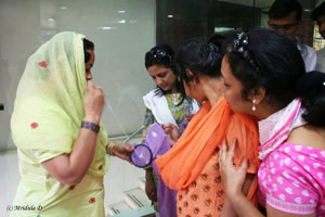 Chikan work in progress at a shop at Chowk