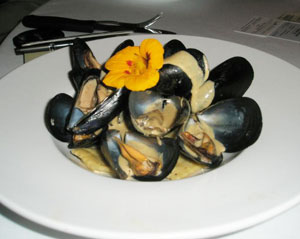 Mussels and Ravioli in an Oyster Cream Sauce at La Leche 