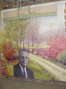 A mural of Lutcher Stark and Shangri-La in the 1940s