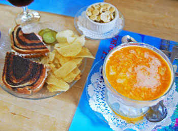 Lobster Chowder and Crabmeat Sandwich at Lighthouse Inn and Restaurant in Seal Harbor