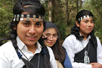 Blessing trees with the Huilliches Indians in Puyehue Park
