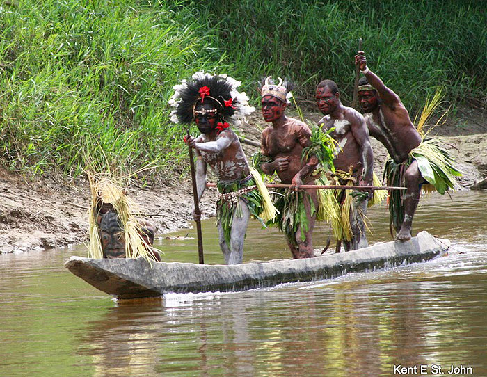 Returning from the hunt in the Papua New Guinea jungle.