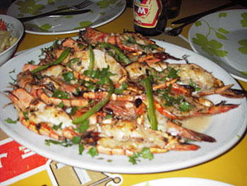 Prawns bought from the market and cooked in the restaurant next door