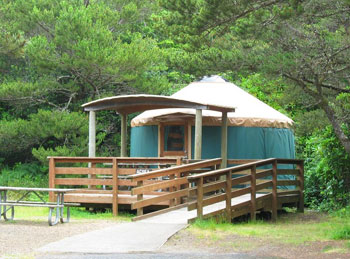 Yurts are available to rent in many places along the Oregon Coast.