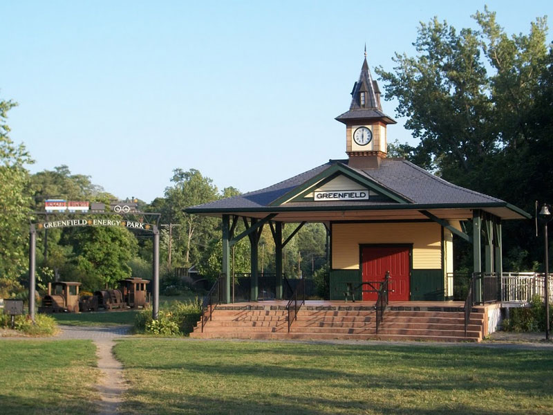 The entrance to Greenfield Energy Park, where you can often find live music and other local events any time of the week.