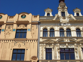 Contrasting Facade styles, Kromeriz