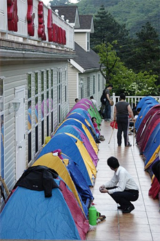 Hiker's tents at the hotel at Huangshan.