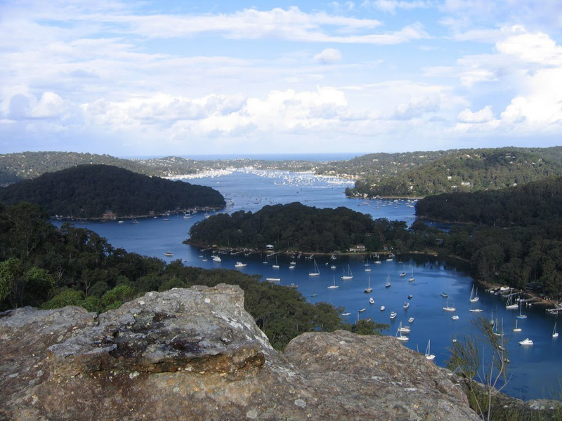 Sailboats on Pittwater from Birney Lookout in Ausstralia
