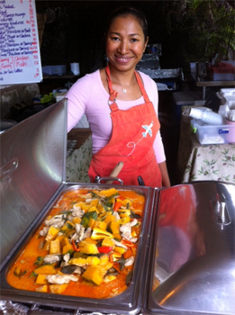 Thai food, available until it runs out, in an open air restaurant in Hana, Maui.