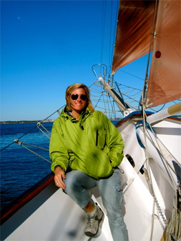 Aboard the American Rover, a sailing vessel that plys the waters off Norfolk.