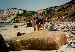 Making a totem on Gay Head Beach, MV. 