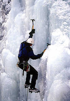 Rock and River Guide Service offers ice climbing trips in the winter.