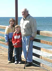 The author's father, daughter and son on the pier at Oceanside - photos by Cathie Arquilla