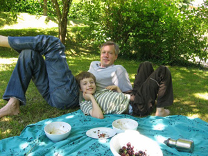 Picnicking with Dad, in the Loire Valley.