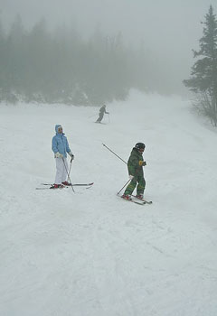 Skiing in the fog