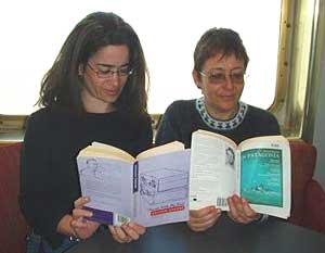 The author and her niece aboard a bus to Chiloe, Chile