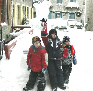 Kids play in the cold Quebec City streets. Photos by Max Hartshorne