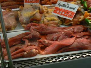 Magret de Canard, rich duck meat that I bought to cook in my apartment in Tours.