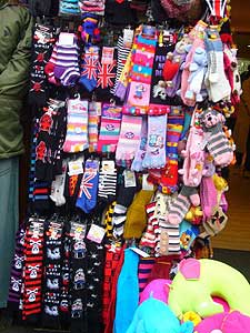 A plethora of colourful gothic socks at Camden Markets