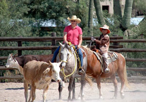 The author and Zosima work on team penning.