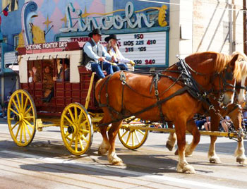 Stagecoach in Cheyenne Frontier Days parade. Photo by Cindy Bigras.
