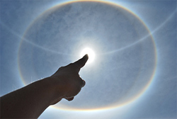 Circular rainbow around the sun in the desert of Chile. photo by Sonja Stark, Pilotgirl Productions.