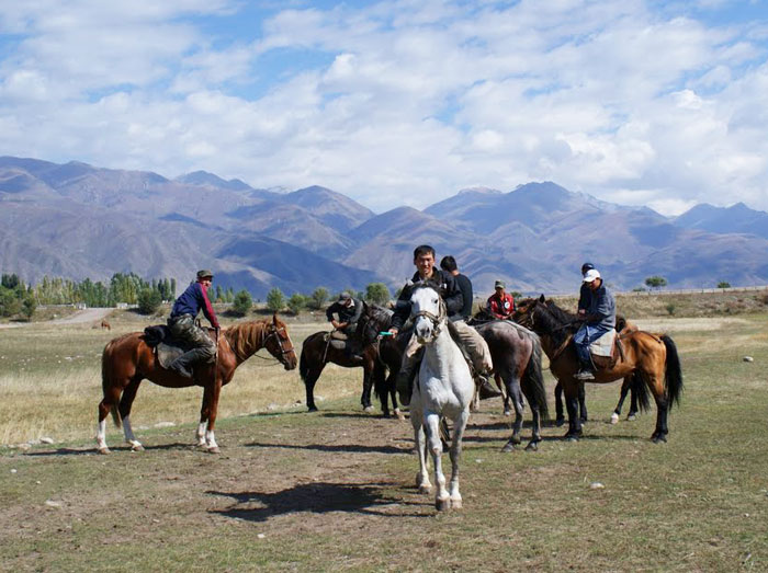 Riders gather before the start of the dead goat polo match.