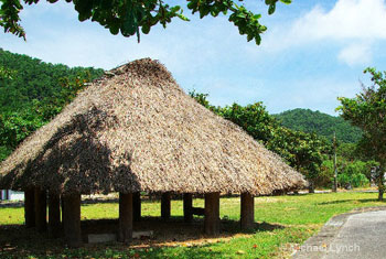 The thatched-roof shrine in Ada Kunigami Okinawa