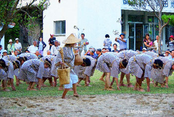 A traditional dance on Okinawa Island, Japan.