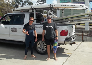 Getting ready to hit the water outside Scott's shop in Pawleys Island.