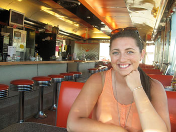 A customer at the Aero Diner in North Windham, CT.