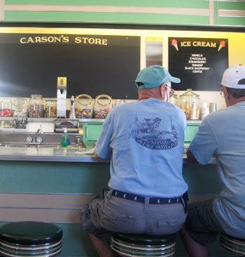 Sailors who are docked around the corner from Carson's Diner in Noank, CT enjoy a delicious breakfast.