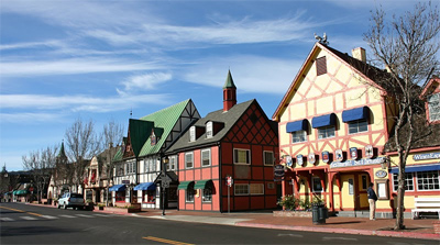 Solvang, picturesque town on the Santa Barbara wine area.