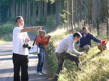 Hunting for cepes, also known as porcini mushrooms, in the middle of Wales. photos by Max Hartshorne/GoNOMAD.com