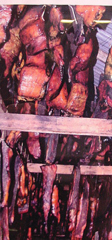 Fermented shark meat drying in Hildibrandur's shed