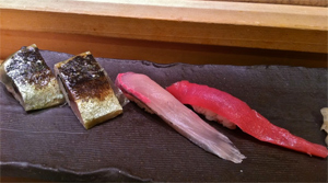 Mackerel, Yellow Tail, Tuna at Midori Sushi