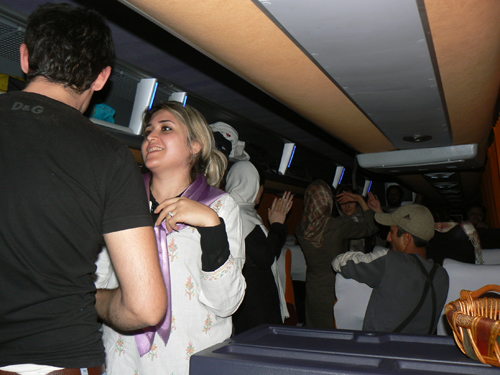 Dancing on the bus...closing up the curtains and dancing with joy. Photos by Max Hartshorne.