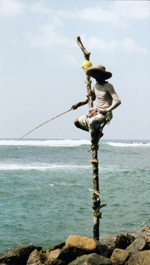 A stilt fisherman