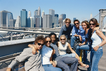 View of the city outside the Manhattan hostel. 