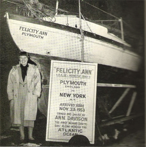 Ann Davison with her small boat, the Felicity Ann.