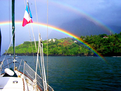 A double rainbow at French Polynesia.